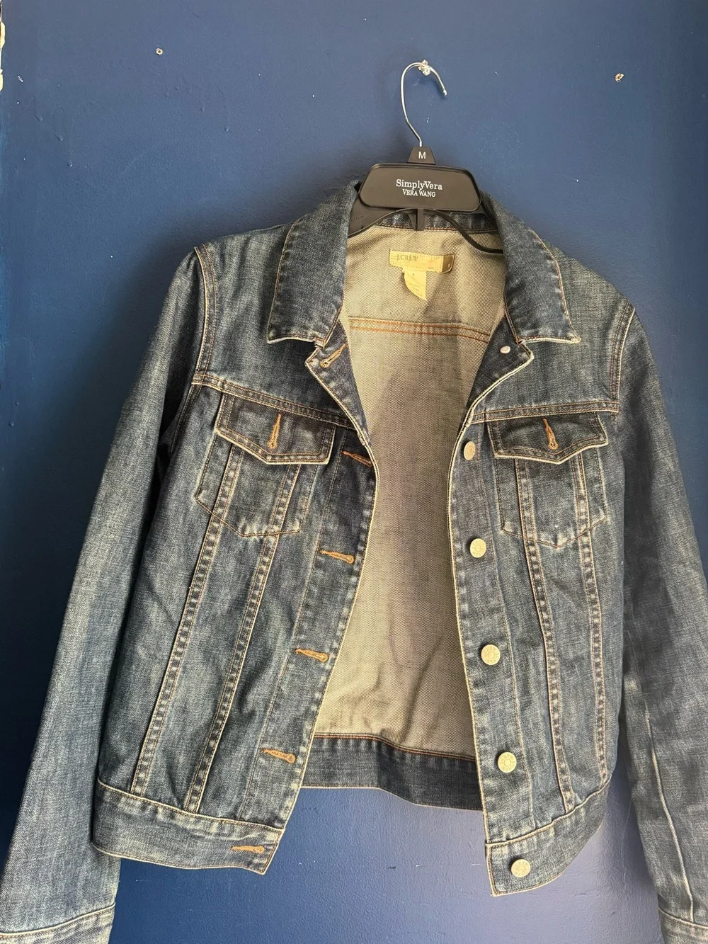 J. Crew Light Blue Striped Denim Jacket